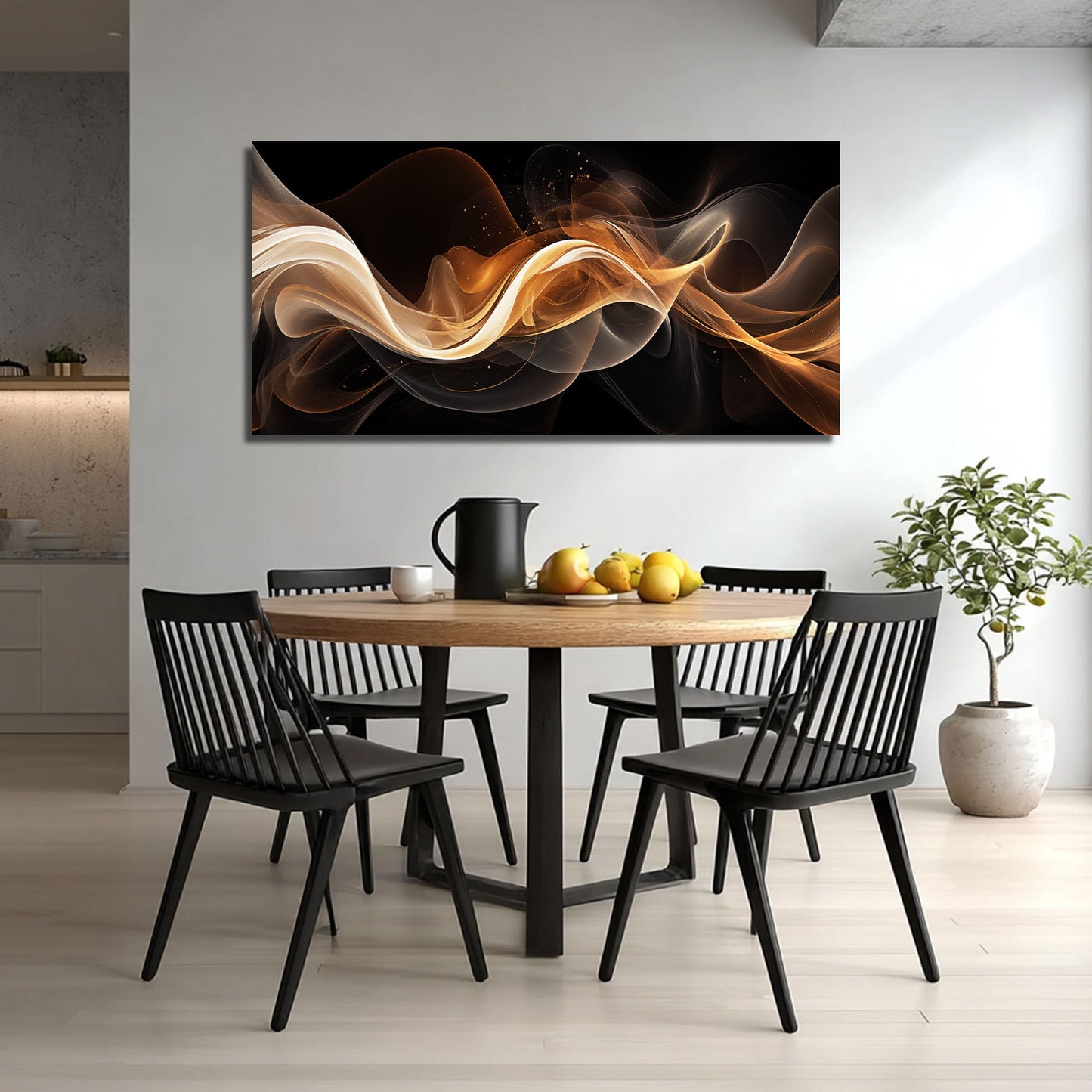 JuhaiArt Abstract Art Prints Bedroom Gold Wall Decor Black Wall Picture for Living Room Home Office 29" x 59" Lines Poster Artwork