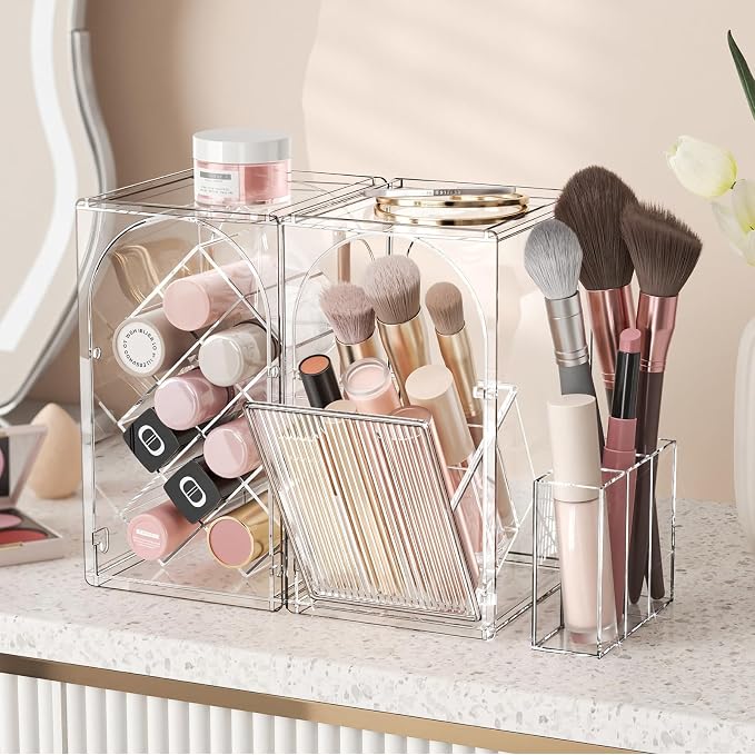 Modular Makeup Organizer, Clear Acrylic Cosmetic Storage Box with Drawer, Vanity Countertop Organizer for Makeup, Skincare and Beauty Accessories – Multiple Styles