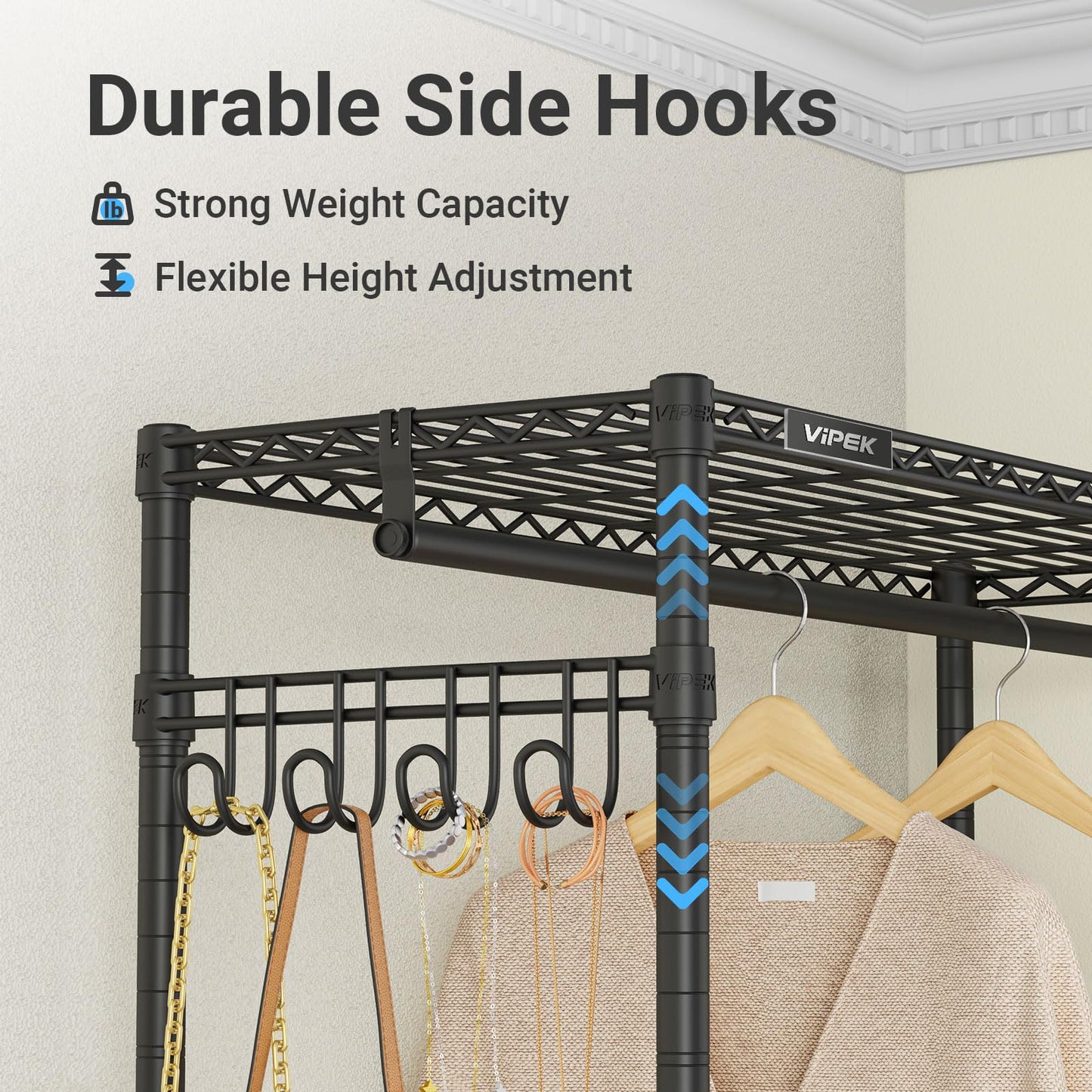 VIPEK R2C Medium Heavy Duty Clothes Rack Rolling Garment Rack with Cover Adjustable Clothing Rack for Hanging Clothes Portable Closets with Double Rods, Black Rack with Black Upgraded Polyester Cover