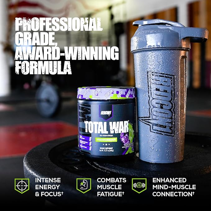 REDCON1 Total War Pre Workout, Vice City - L Citrulline, Malic Acid, Green Tea Leaf Extract for Pump Boosting Pre Workout for Women & Men - 3.2g Beta Alanine to Reduce Exhaustion (30 Servings)