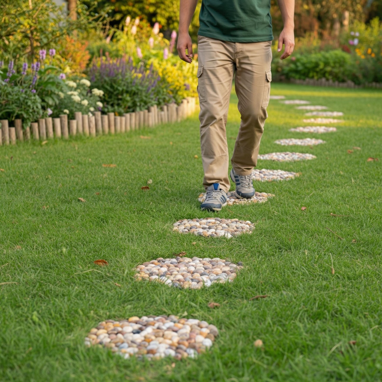 6 PCS River Rock Stepping Stones Outdoor, 12 Inch Diameter Round Pavers Pebbles Polished Gravel for Garden Walkway