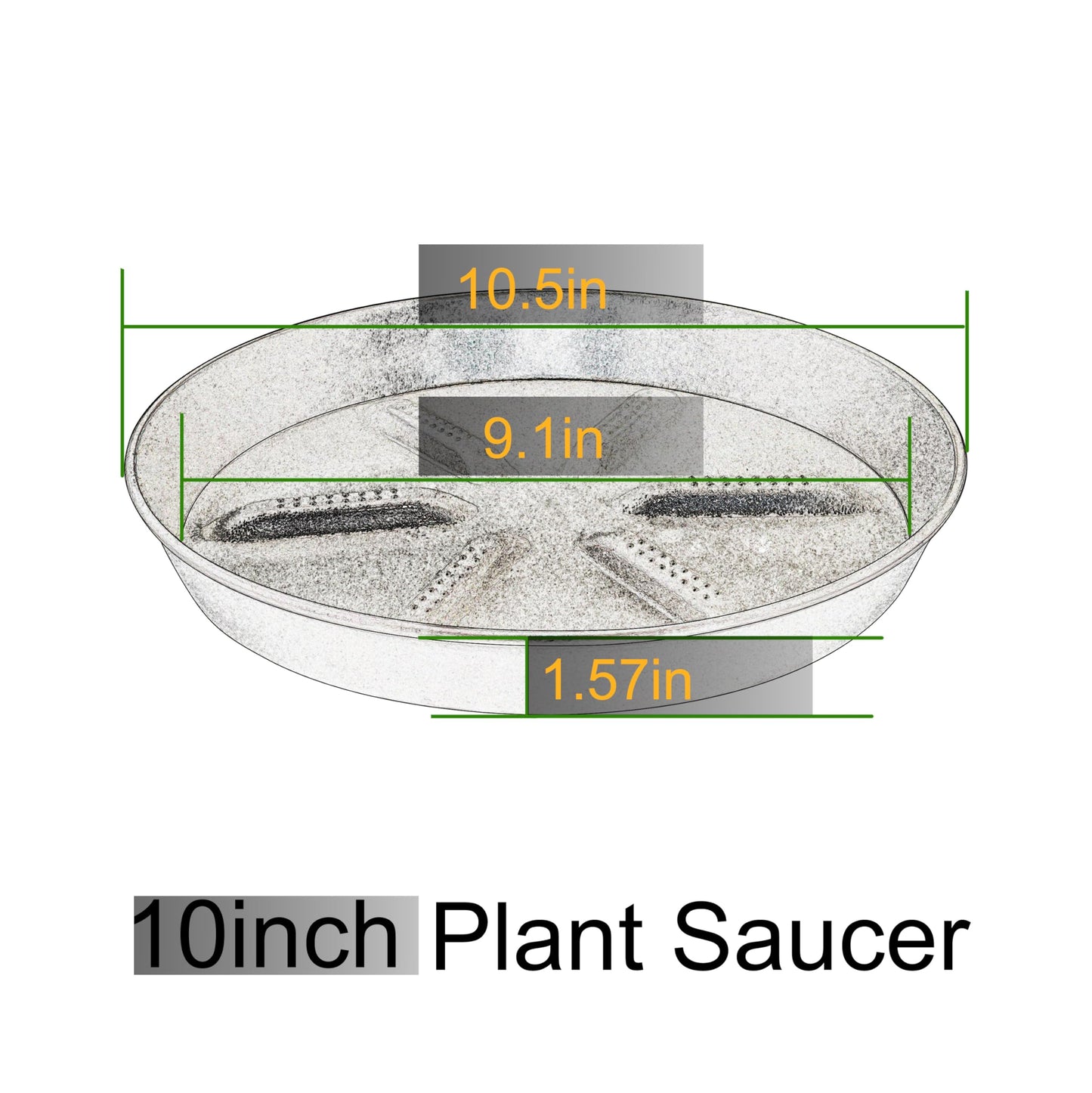NIMYAU Plant Saucer 10 Inch 4 Pack Thick, Raised Center for Optimal Drainage Plant Saucers, Durable Plastic Drip Tray for Indoor & Outdoor Plants