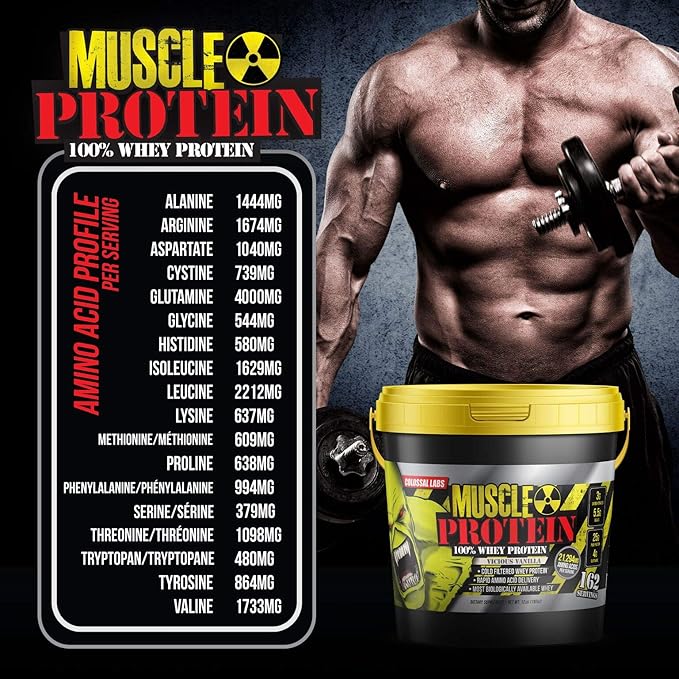 Muscle Protein Whey Powder [12 lbs/Pack of 1]??Cold Filtered, 25g Pure Protein, 6.6g BCAAs (Packaging May Vary) (12LB, Chocolate)