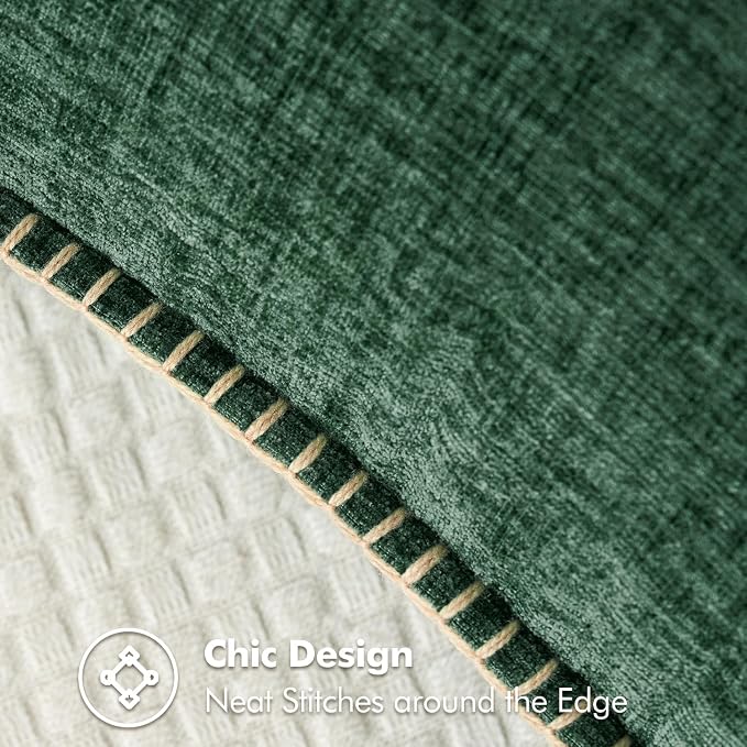 MIULEE Pack of 2 Pillow Covers 18x18 Inch Dark Green Farmhouse Decorative Throw Pillow Covers with Stitched Edge Soft Chenille Solid Dyed Couch Pillow Covers for Sofa Bed Living Room