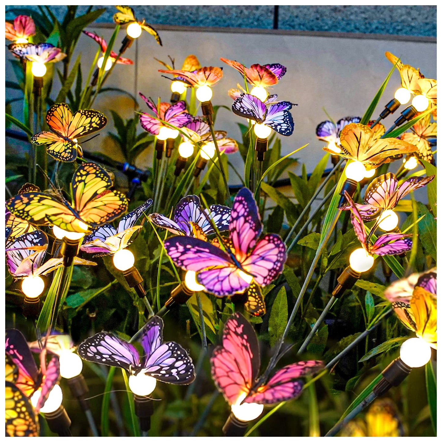 TONULAX Solar Garden Lights - 2 Pack Swaying Butterfly Light, Swaying in The Wind, Solar Outdoor Lights, Yard Patio Pathway Decoration, High Flexibility Iron Wire & Realistic Butterflies (2 Pack)