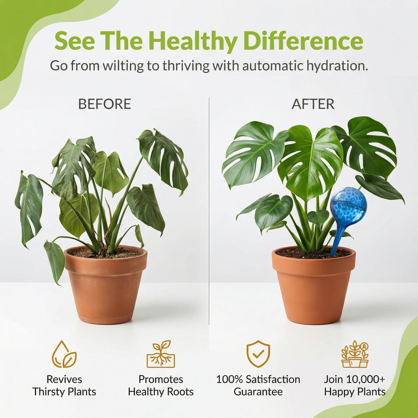 Little Green Leaf Automatic Plant Watering Globes Self Watering Planter Inserts (Set of 6) | Hands Free Multicolor Glass Bulbs | Planter Spikes to Support Indoor & Outdoor Plant Health (100ml)