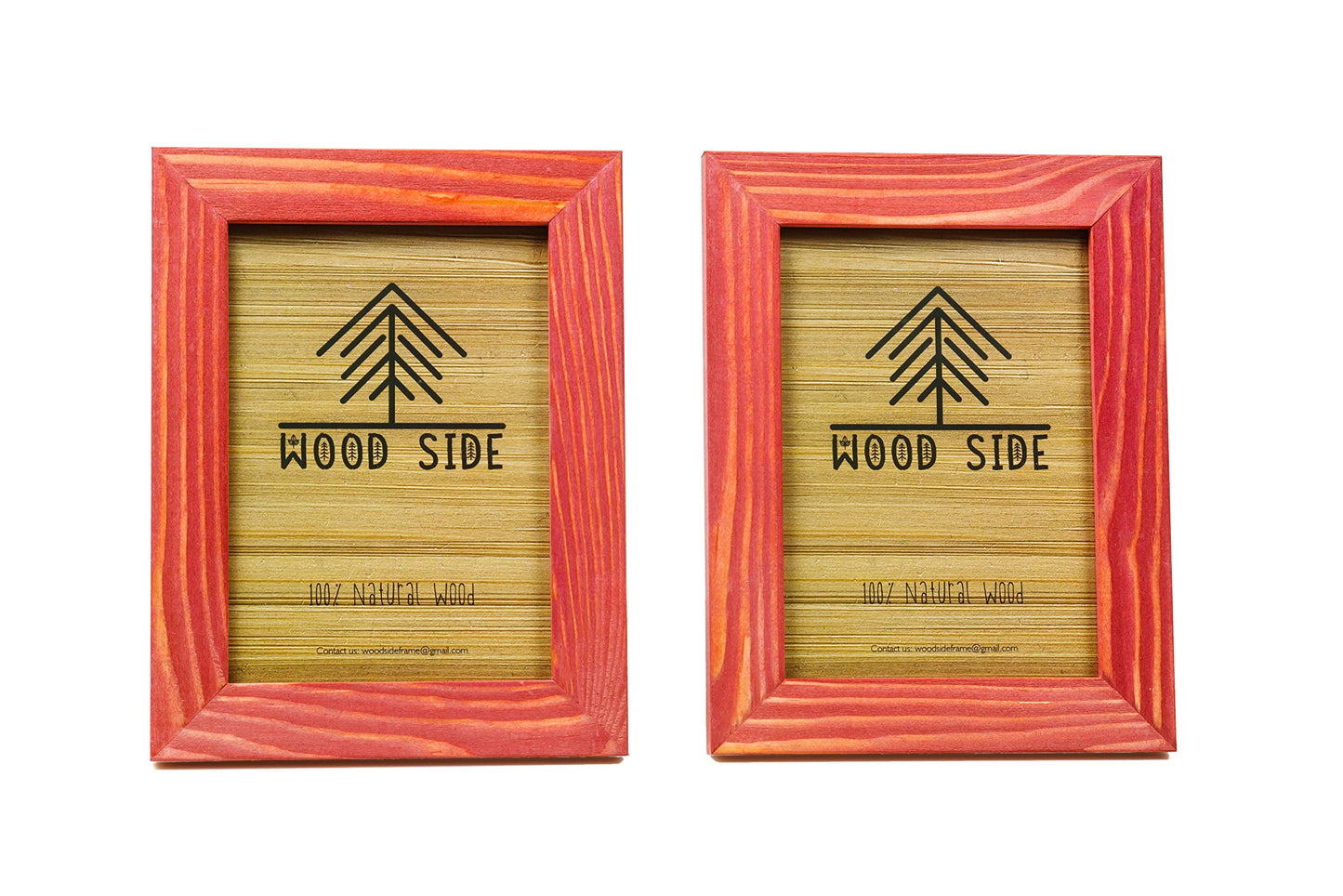Rustic Wooden Picture Frame 4x6 Inch - Set of 2-100% Natural Eco Barn Wood with Real Glass - Made for Wall Hanging and Tabletop Display - Red