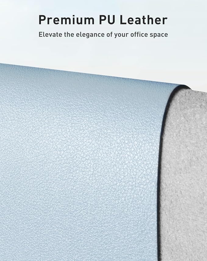 Aothia Faux Leather Desk Mat - Large Mouse Pad, Non-Slip PU Leather Blotter, Waterproof Writing Surface for Office and Home (Baby Blue, 42" x 17")