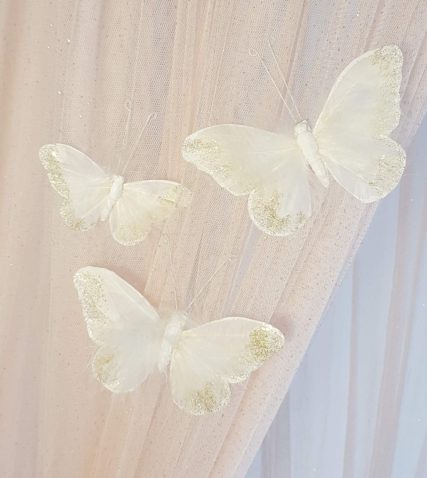Inspired by Jewel Butterfly Wall Decorations Premium Quality Real Feather 3D Wall Decals Girls Bedroom | Stunning Gold Glitter Decor Stickers All Rooms & Nursery Sets | 10 Adhesive Pieces