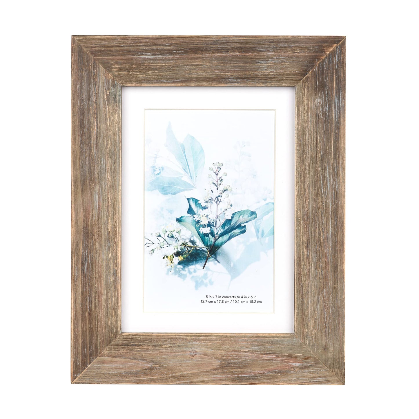 KAIWIN 100% Solid Wood Brown 5x7 Picture Frame 1 Pack - Display Picture 4x6 with Mat, Rustic Wooden Photo Frames for Table Top and Wall Mounting