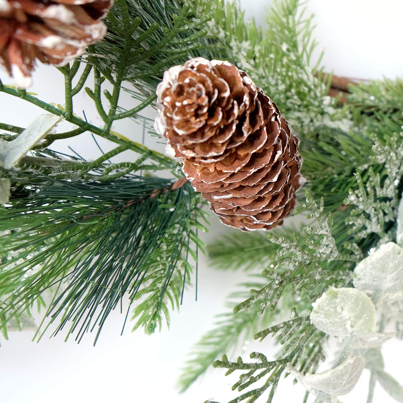 Idyllic 22 Inch Greenery Winter Wreath with Snowy Pine Cones and Succulent Plants - Large Christmas Wreath for Front Door, Rustic Farmhouse Pine Wreath for Indoor Outdoor Decor