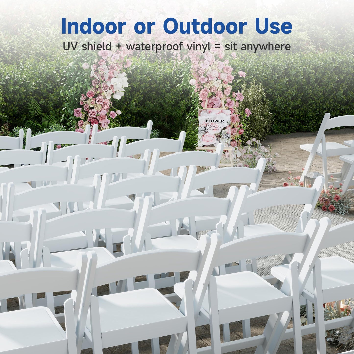 Winlice White Resin Folding Chairs - Stackable Chairs with Padded Seats, 800LB Weight Capacity Comfortable Chair - Indoor/Outdoor Folding Chairs for Events - Lightweight Foldable Chairs (10 Pack)