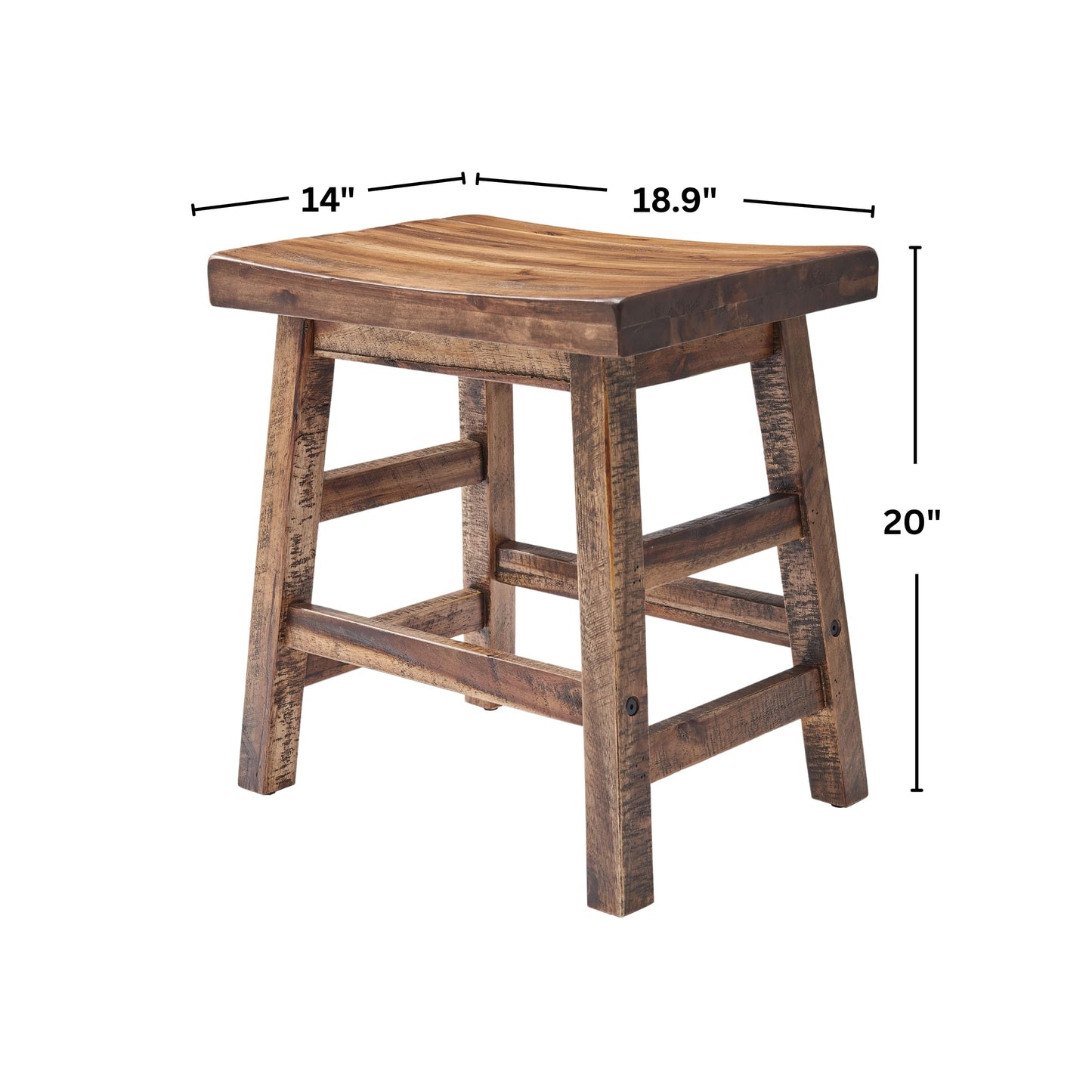 Alaterre Furniture Durango 20-Inch Tall Industrial Wood Dining Stool - Table or Extra Seat - Unique Rustic Industrial Style and Comfort - Farmhouse, Solid Wood Furniture