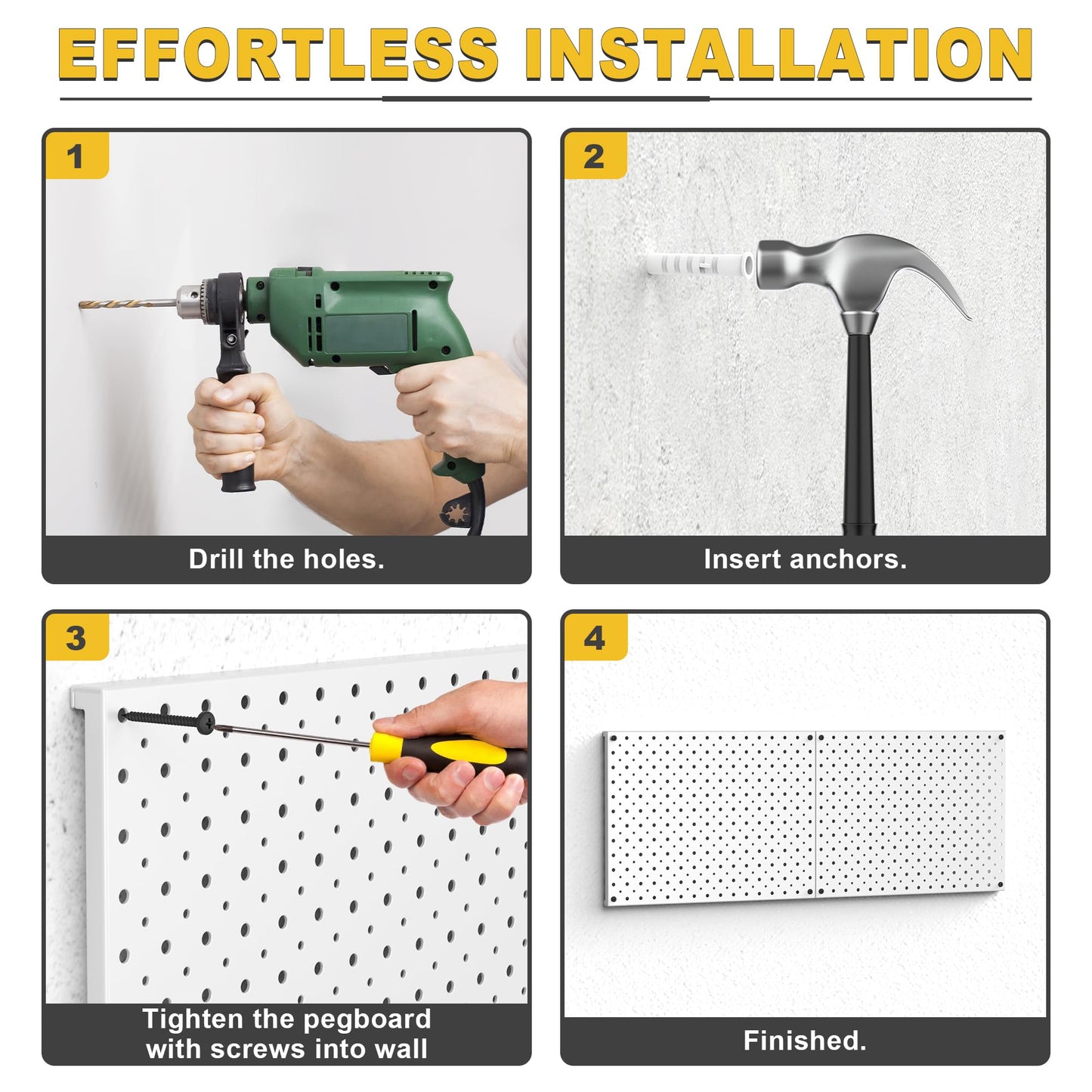 Ultrawall Metal Pegboard Panels, Pegboard Wall Organizer, Peg Boards for Wall, Garage Tool Storage Organization, 12"X16", 2pcs, Gray