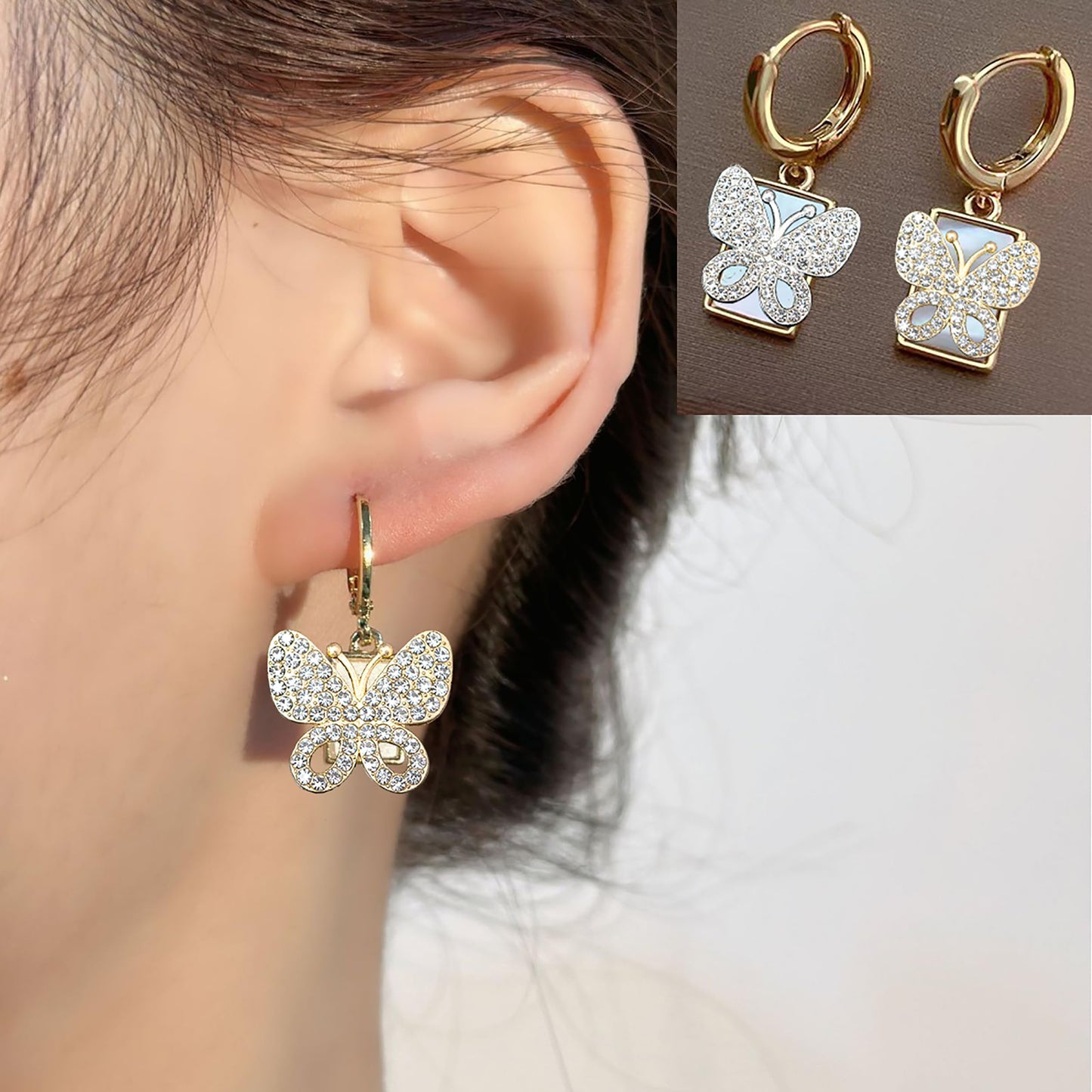 30PCS Alloy Rhinestone Butterfly Embellishment Stickers Handmade Hair Accessories for Sneakers, Clothes, Party Decorations, Gift Box, Dress, Home Decor (Silver)