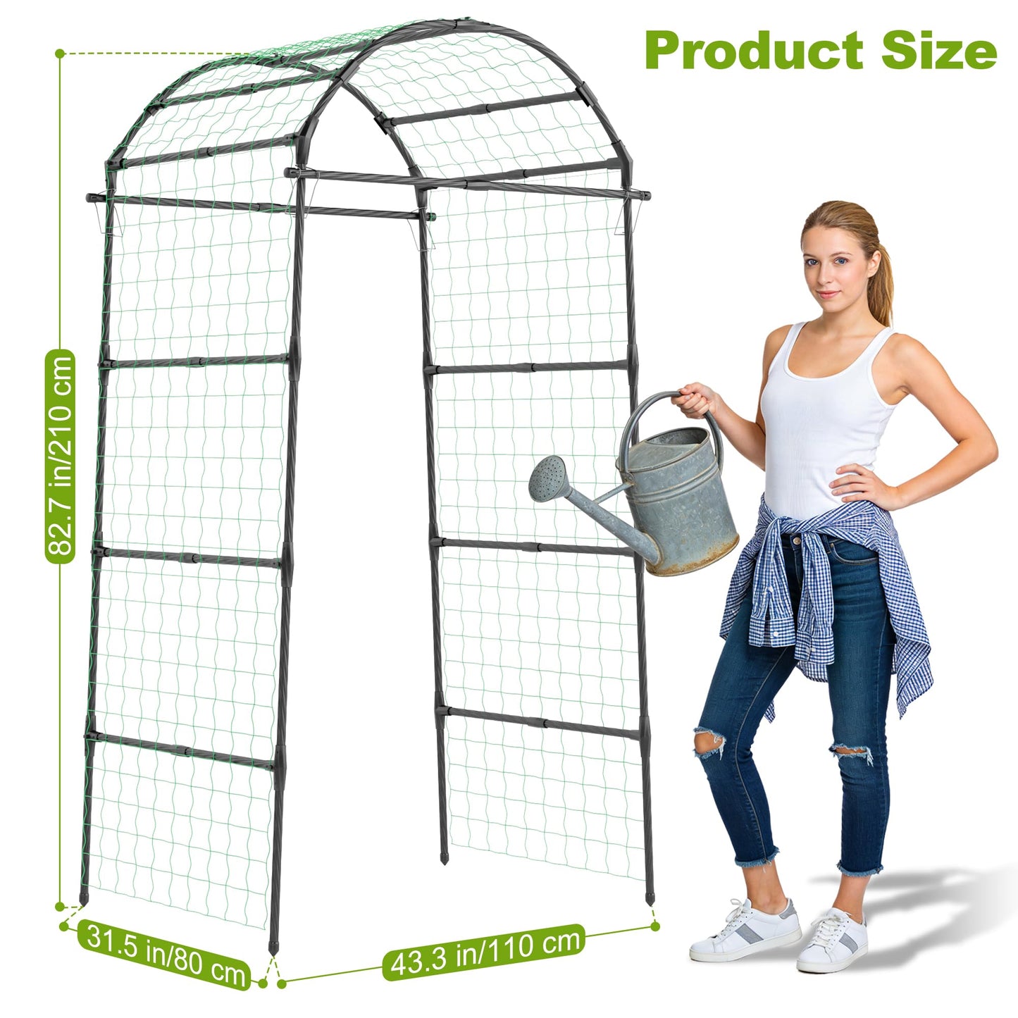 Miory Garden Arch Trellis for Climbing Plants Outdoor, 7ft Tall Plants Support Trellis for Climbing Vine Tomato Vegetable Flower Fruit, Cucumber Trellis for Raised Bed (32 x 83 Inch)