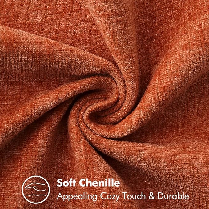 MIULEE Pack of 2 Fall Couch Throw Pillow Covers 20x20 Inch Rust Farmhouse Decorative Pillow Covers with Stitched Edge Soft Chenille Solid Dyed Pillow Covers for Sofa Bed Living Room