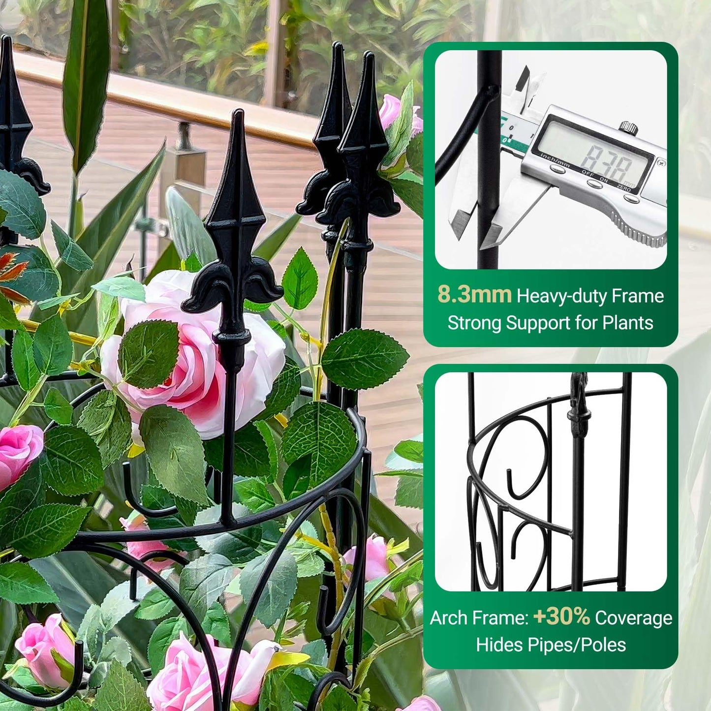 2 Pack 56.7'' H x 12'' W Garden Trellis for Climbing Plants Outdoor, Rustproof Metal Garden Flower Trellis, Rose Trellis for Outdoor Indoor Climbing Plants Clematis Vines Flowers Potted Plants, Tomato