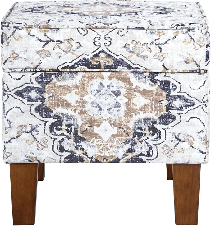 Spatial Order Home Decor | Dinah Collection Modern Storage Ottoman | Ottoman with Storage for Living Room & Bedroom(Antiqued Ebony Cream)