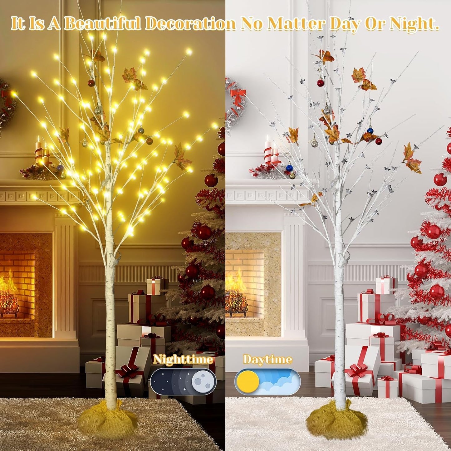 Lamerge Lighted Tree Set of 3,Christmas Tree 4Ft,5Ft and 6Ft with LED Lights, Halloween Decoration,Suit for Festival/Party,Wedding,Birthday,Indoor and Outdoor Use,Warm White (LBT3-WW)