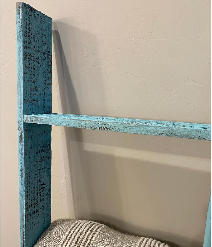BarnwoodUSA Reclaimed Wood Bookcase Ladder (5 Foot, Turquoise)