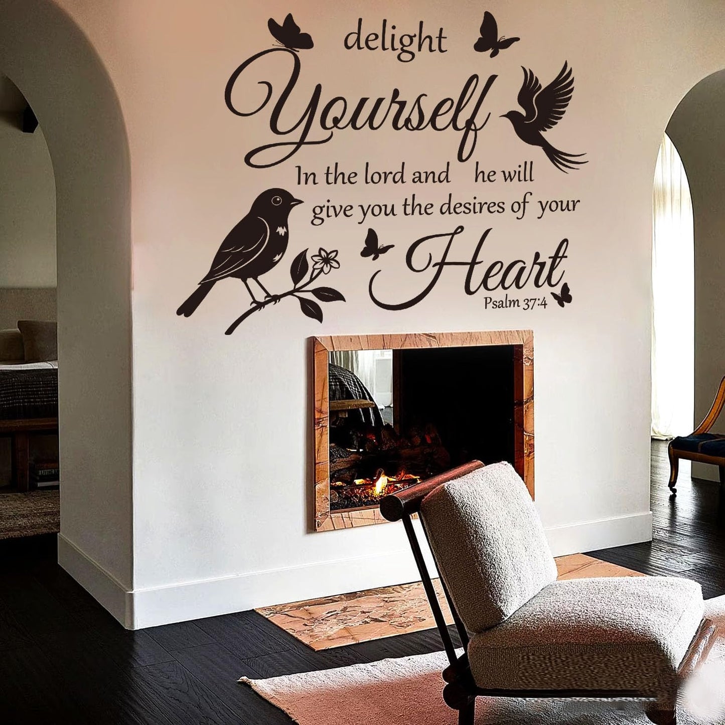 Bible Verse Wall Decal Inspirational Christian Wall Art with Birds & Butterflies | Easy to Apply Removable Vinyl Sticker for Home, Living Room, Bedroom, Church Decor
