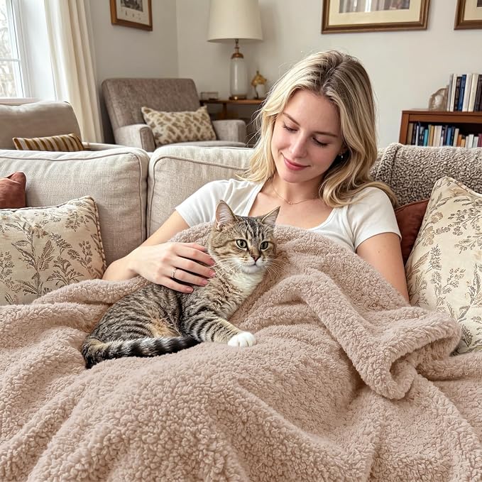Exclusivo Mezcla Fleece Camel Throw Blanket for Couch Sofa, Ultra Soft, Lightweight and Fluffy Blankets for Women, All Season, 50x60 Inches