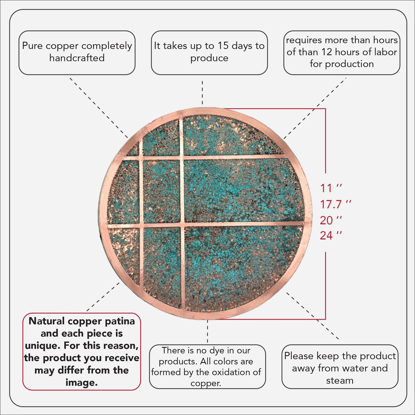 nooc art Handmade Copper Wall Art for Home, Living Room, Bedroom, Kitchen and Office Decor, Rustic Decorative Mural Art for Farmhouse Decor (Modern Copper, 11, Unframed)