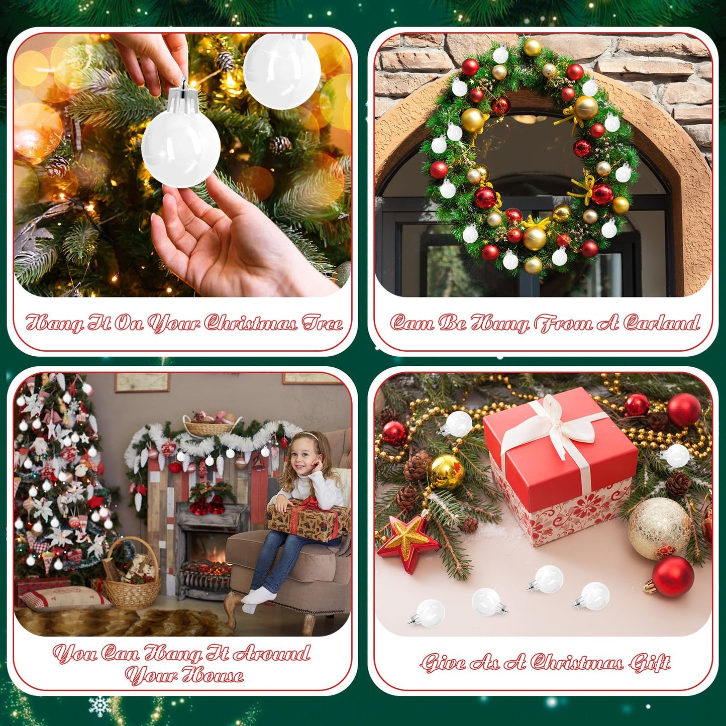 36 Pcs 1.57 inches White Christmas Ball Christmas Tree Ornaments Christmas Tree Pendants Xmas Shiny Balls Baubles Set Christmas for Christmas Tree Hanging Wreath Garland Decorations（White）