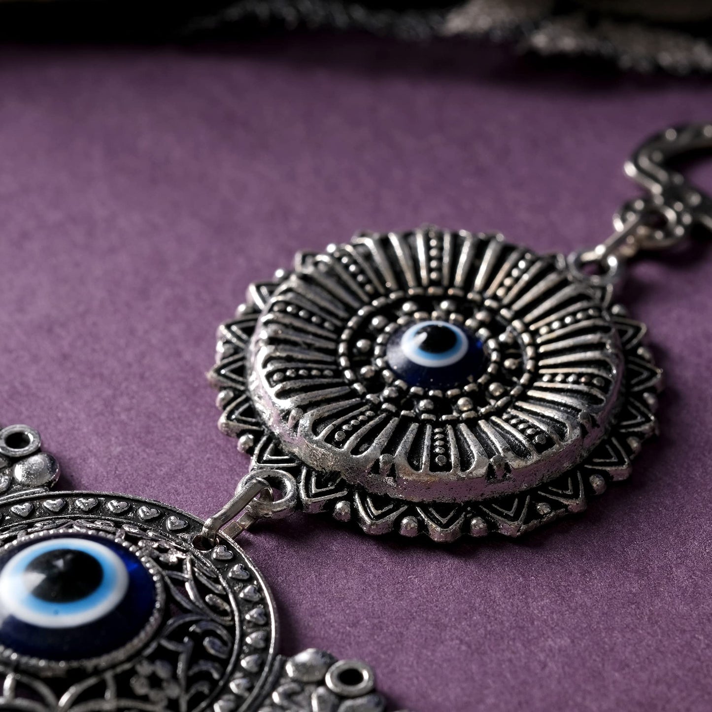 BCS X-Large Evil Eye Wall Decor 6.7'' Metal - Glass Turkish Greek Nazar Amulet Good Luck & Protection Charm - Handmade Hanging Ornament for Home,Office, Door - Ojo Turco