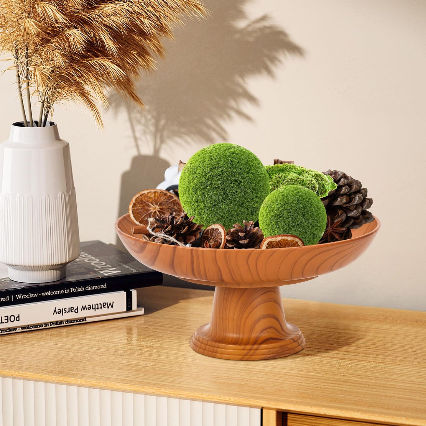 Fruit Bowl for Kitchen Counter Plastic Decorative Footed Fruit Bowls Key Holder Bowl for Entryway Table Home Decor