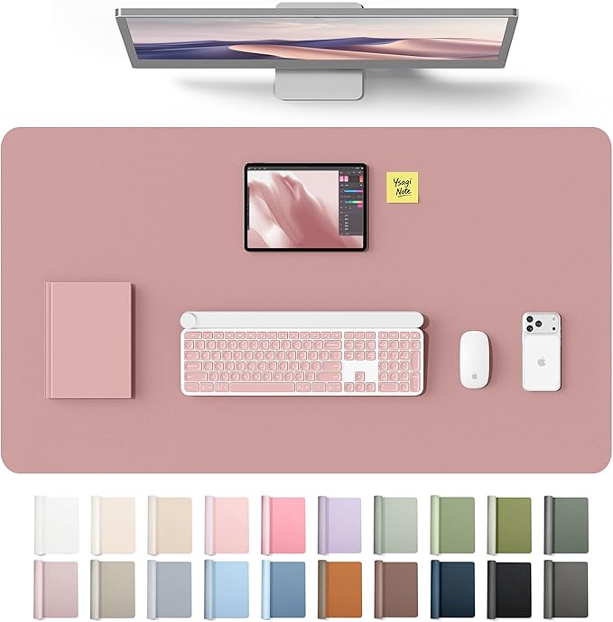 YSAGi Leather Desk Protector, Office Mat, Large Mouse Mat, Non-Slip PU Leather Blotter, Laptop Desk Mat, Waterproof Writing Pad for Office and Home(Pale Mauve, 40" x 24")