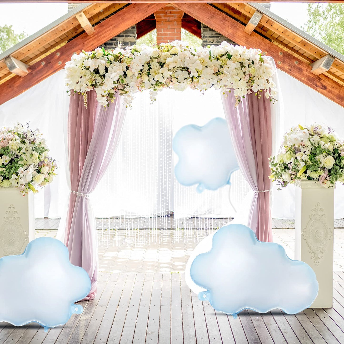 Sumind 6 Pcs 28 Inch White Cloud Balloons Foil Cloud Decorations Cute Shaped Balloons for Birthday Baby Shower Wedding Themed Party Decor Supplies (Light Blue)