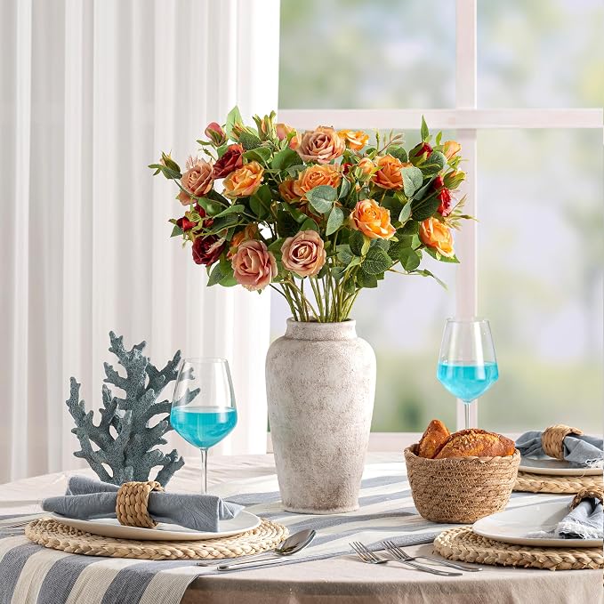 Ceramic Large Flower Vase, Rustic Vase Tall Farmhouse Decorative Vase Floral Pottery Vases for Home Decor Table Living Room Entryway Mantel Bedroom Bathroom Kitchen - 11" D