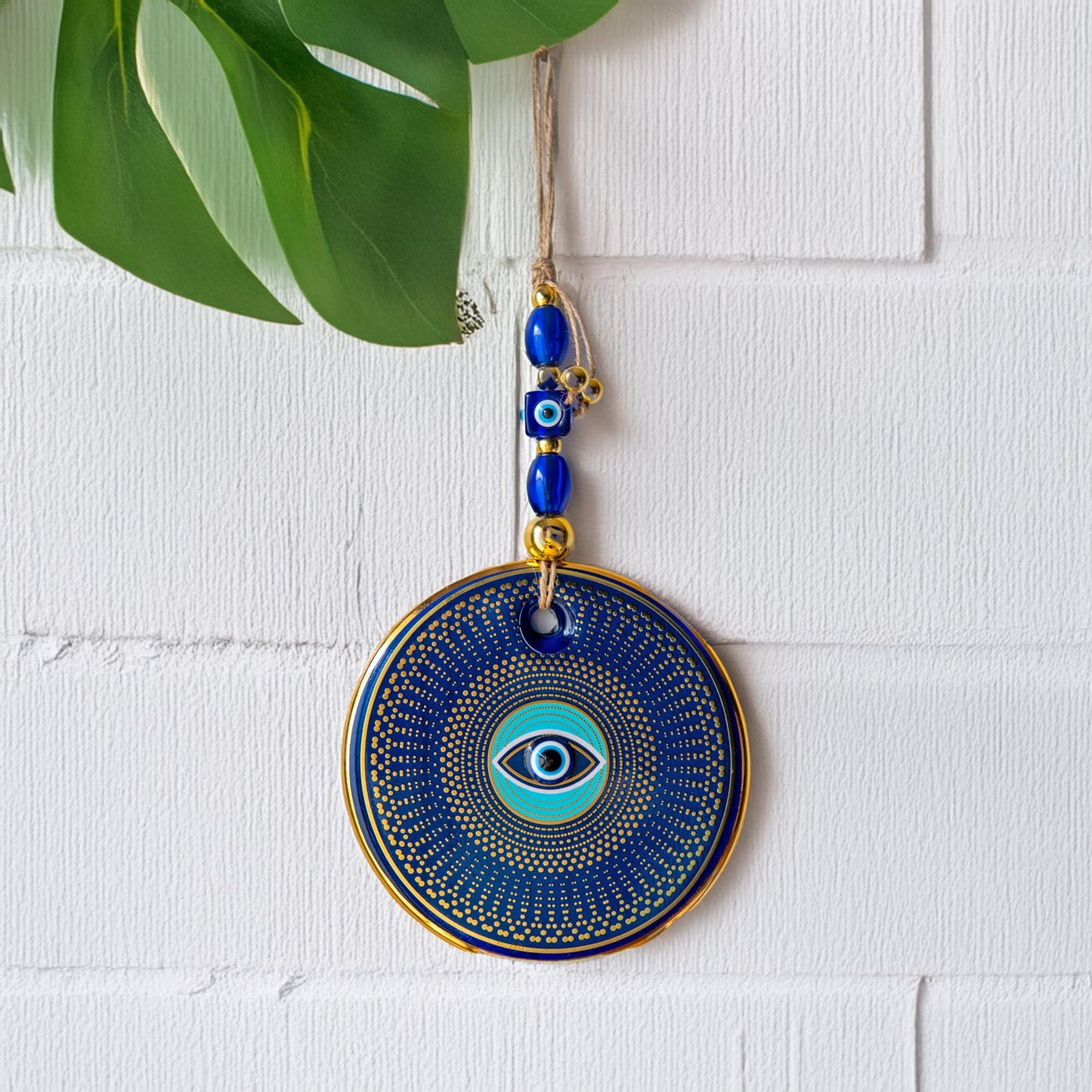 Orenda-Turkish Evil Eye Wall Hanging, 5.1 in Diameter, Handmade Glass Nazar – Protection and Good Luck for Home, Office, or Gifts