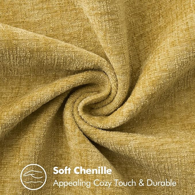 MIULEE Pack of 2 Couch Throw Pillow Covers 20x20 Inch Mustard Yellow Farmhouse Decorative Pillow Covers with Stitched Edge Soft Chenille Solid Dyed Pillow Covers for Sofa Bed Living Room