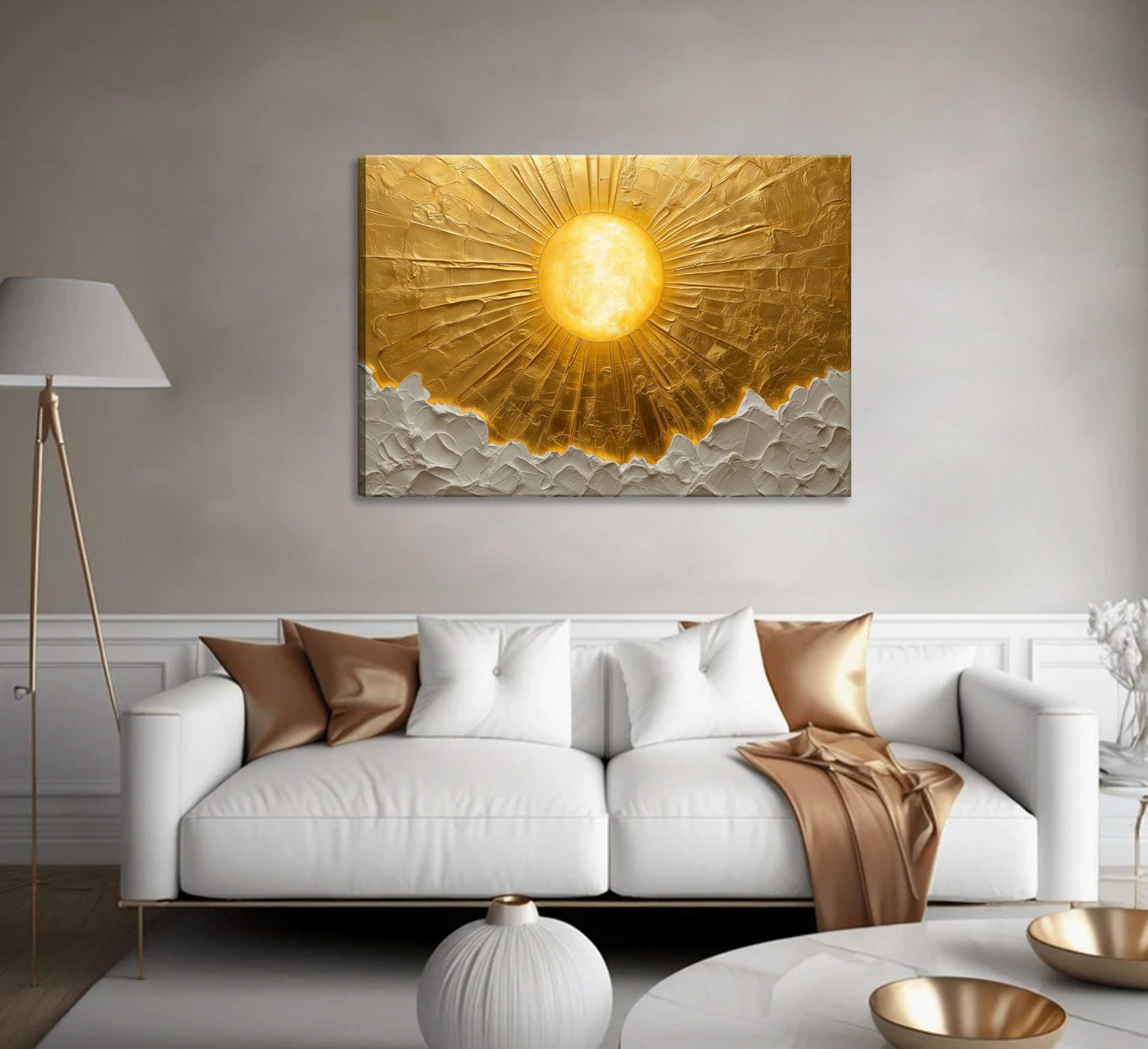 Boho Sun Canvas Wall Art Bohemia Minimalism Golden Abstract Sunrise Sunset Modern Luxury Painting Picture Wall Decor Poster Print Artwork for Living Room Bedroom Office Home Decoration