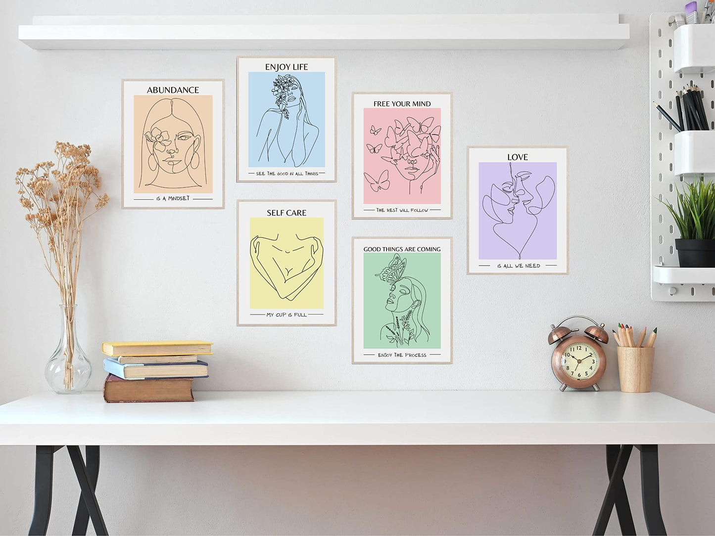 JUJU'S VIBES Pastel Danish Room Decor - Aesthetic Wall Art for Women, Teen - Wall Collage Pictures Prints, Cute Posters Clean Girl for Bedroom, College Dorm Apartment - 8x10 Set of 6 UNFRAMED.