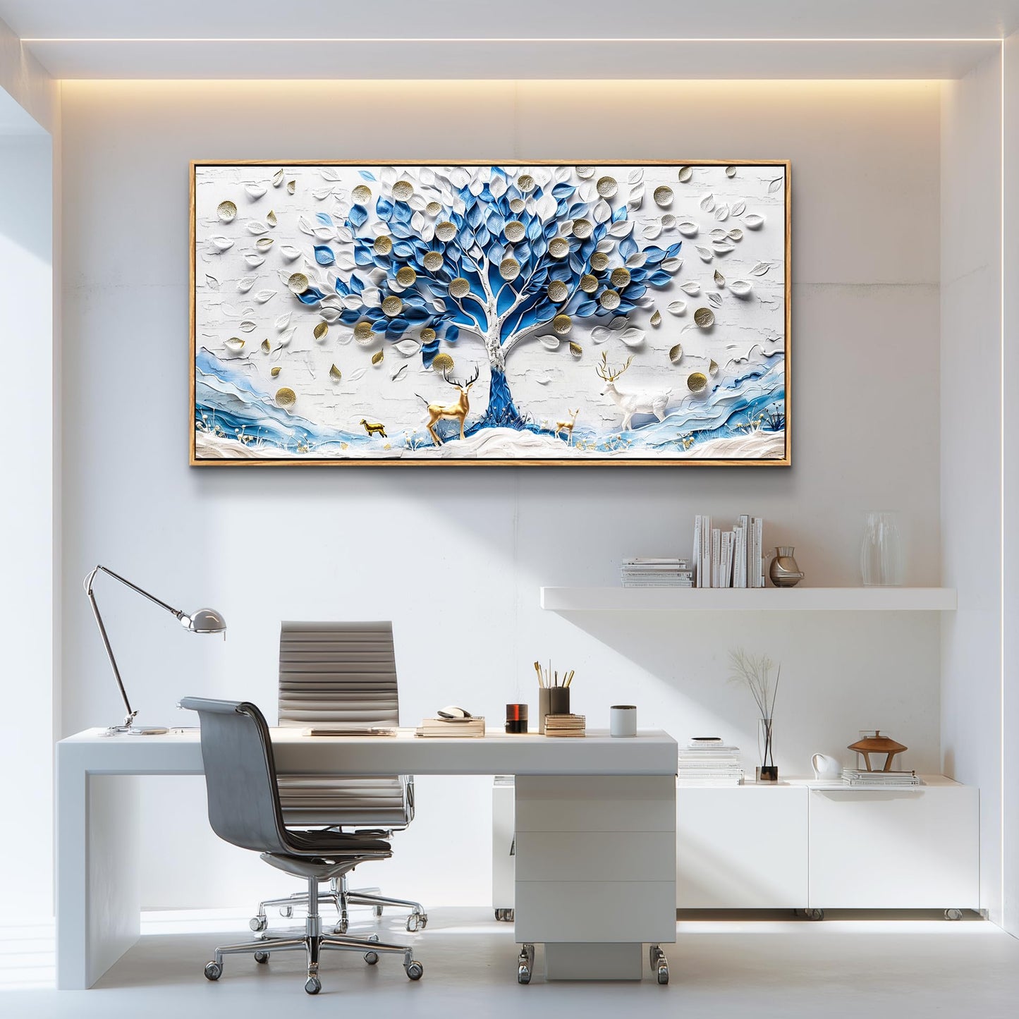 JUDASJART Canvas Wall Art For Living Room Wall Decor For Bedroom Office Wall Decoration Tree Gold Accent Landscape Painting Abstract Pictures Artwork Room Aesthetic Home Decor 20x40 In