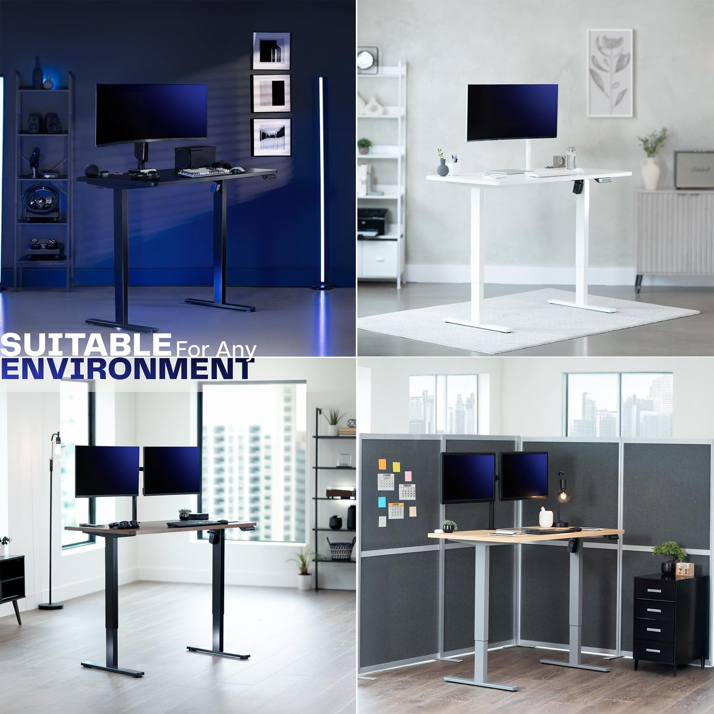 VIVO Electric 60 x 24 in Real Bamboo Standing Desk, Memory Height Adjustment, 1B Series, Holds 220 lbs, One-Piece Top, White Frame, DESK-KIT-1W6O