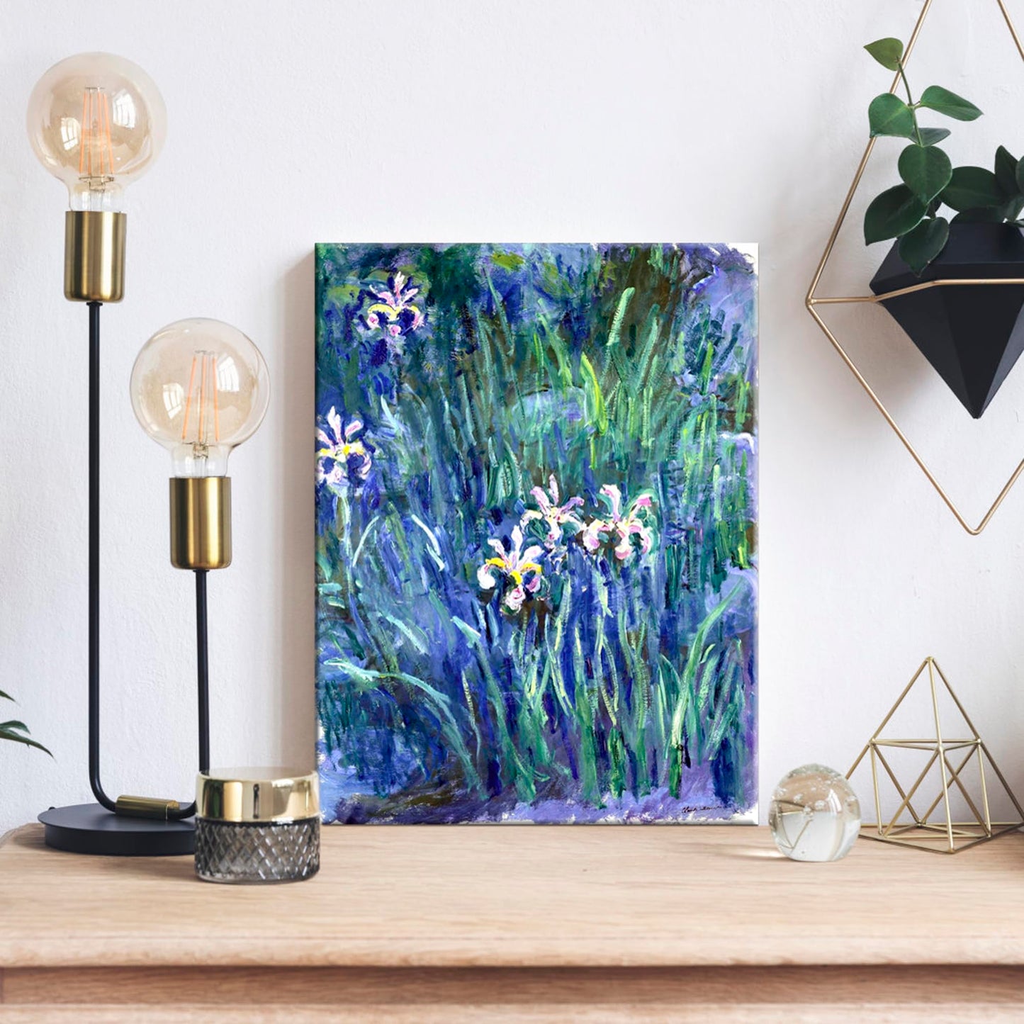 Wieco Art Canvas Print Wall Art Irises by Claude Monet Oil Paintings Reproduction Landscape Pictures Artwork on Canvas Art for Living Room Decorations and Wall Decor