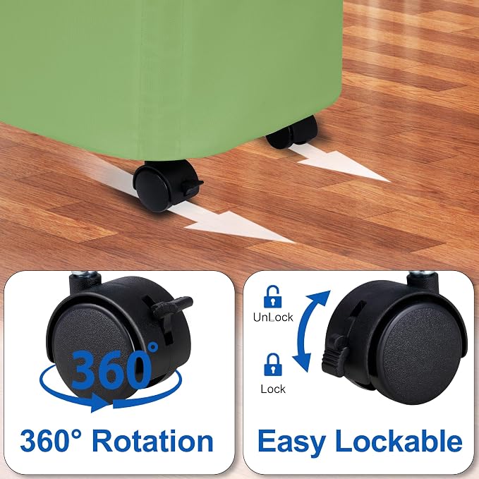 Slim Laundry Hamper with Wheels,15 Gal (55L) Rolling Laundry Basket with lid and wheels Clothes Hamper Foldable Tall Dirty Clothes Basket Sturdy Collapsible Clothes Hamper for Dorm,Laundry Room