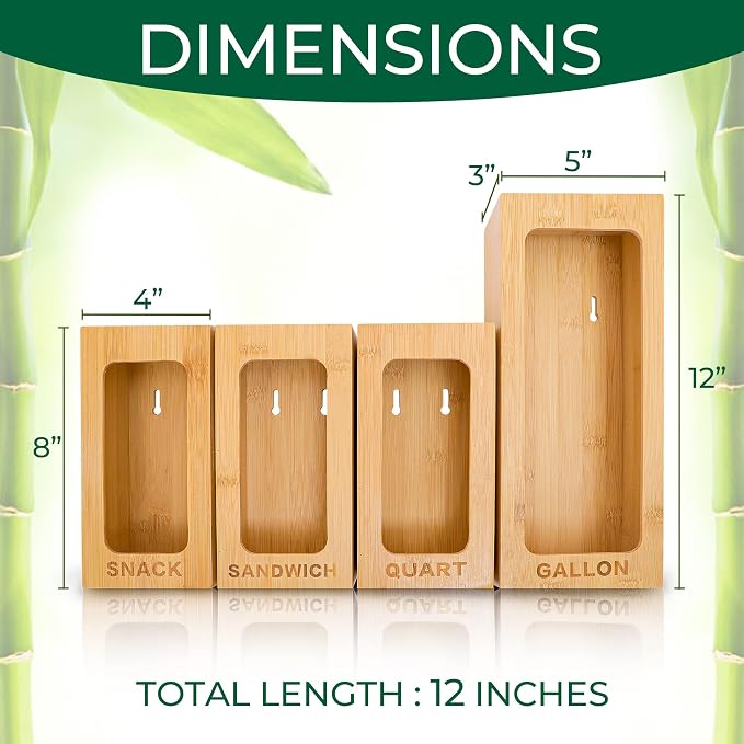 PALM NAKI Drawer Organizer for Bags, Kitchen Plastic - Bag Storage, Gallon, Quart, Snack & Sandwich Sizes