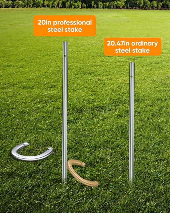 NQV Horseshoe Outdoor Game Set ?“Horse Shoe Game Kit,Sports Horseshoes Sets, Includes 4 Steel Horseshoes, 2 Metal Stakes & Carry Bag ??Perfect for Lawn, Backyard, or Tailgating