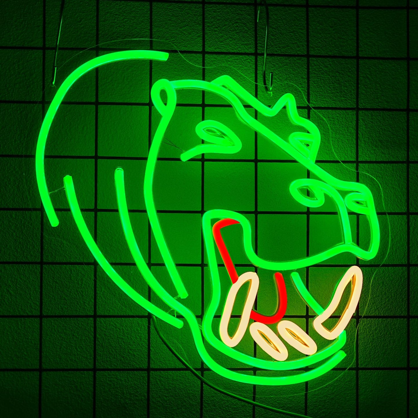Xixkilly Hippopotamus Neon Sign for Wall Decor Monster Neon Light Green Neon Light Sign Neon Hippo Sign for Green Bedroom Living Room Kids Room Game Room Party Decorations Gifts