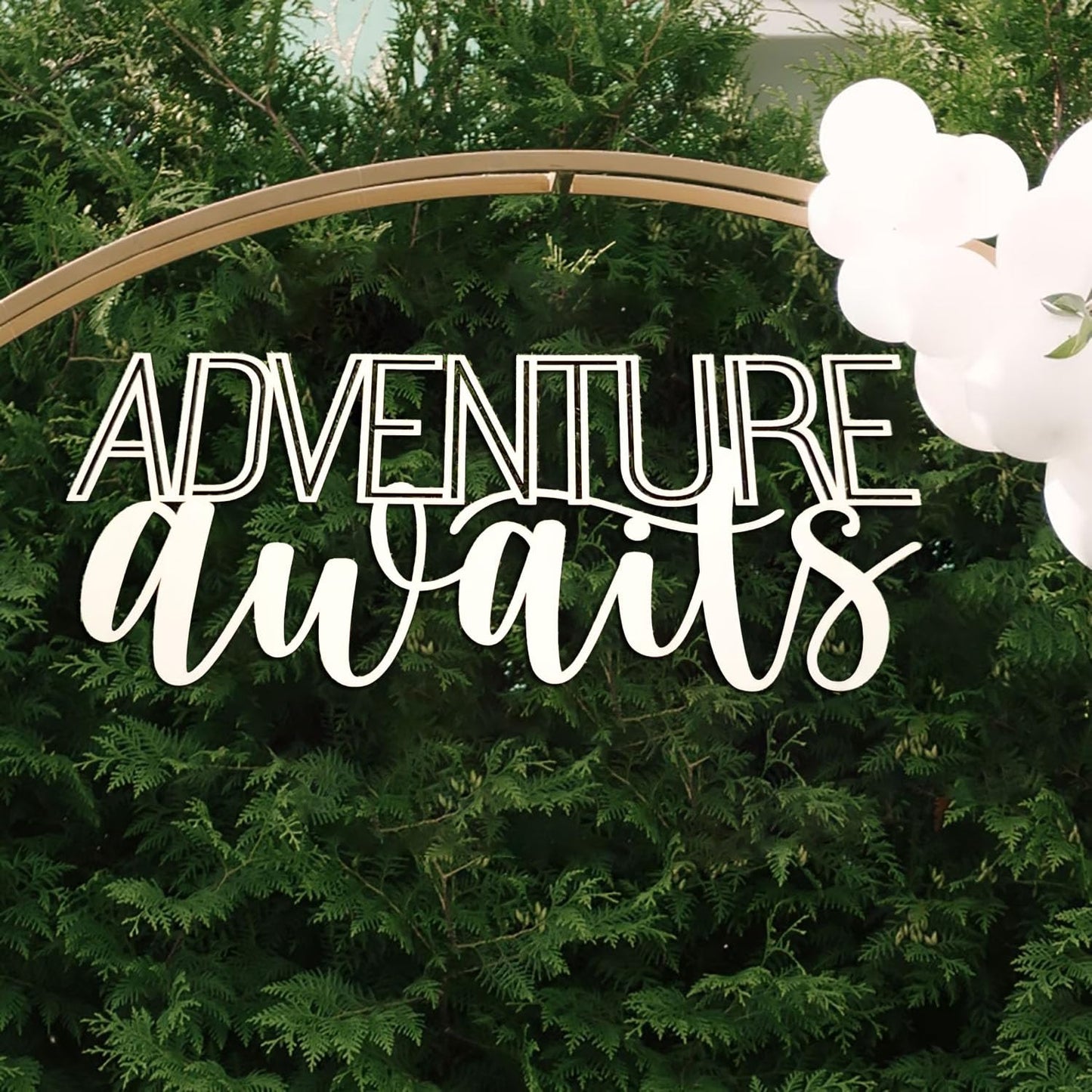 Wooden Adventure Awaits Backdrop,Baby Shower Party Decoration for Travel Themed Birthday Party Decoration Photography Background(15.75×6.69in)