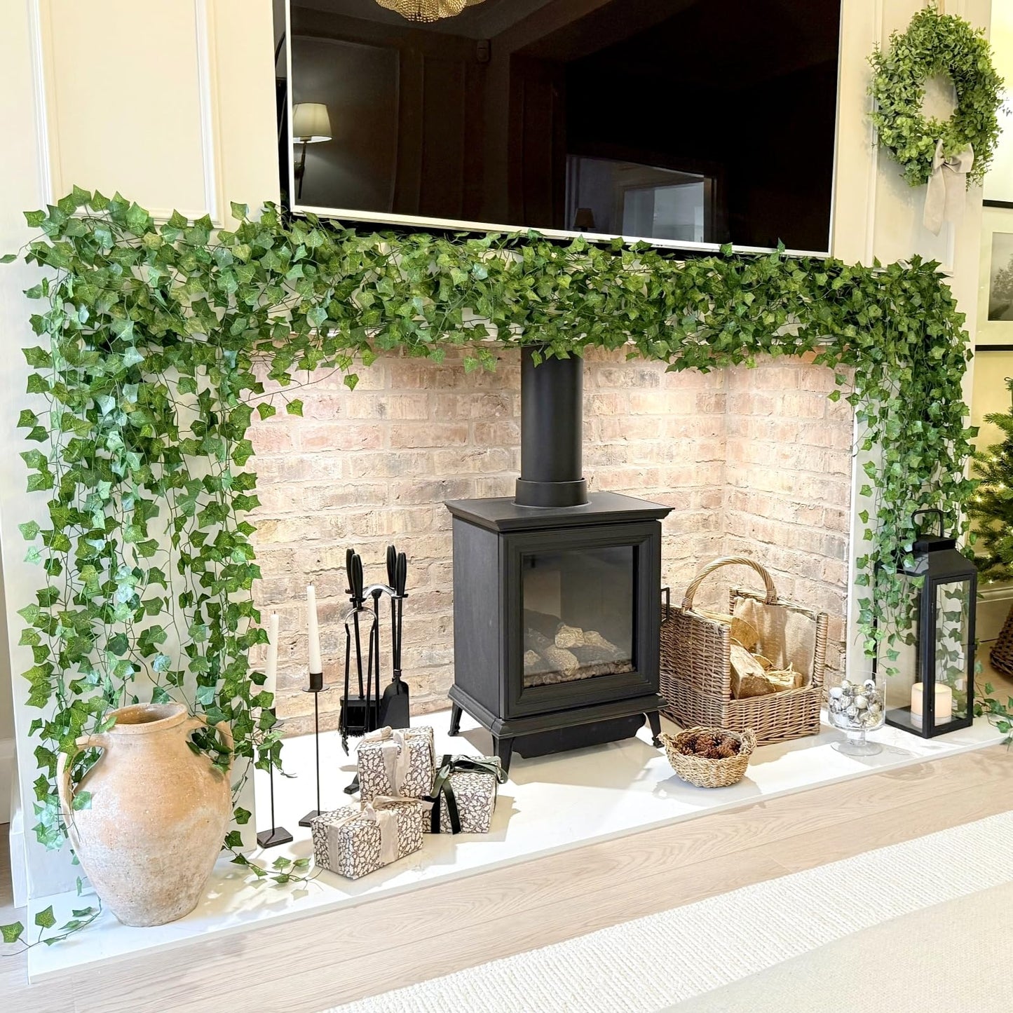 CQURE 96 Pack 672Ft Artificial Ivy Garland, Fake Vines UV Resistant Greenery Leaves Fake Plants Hanging Aesthetic Vines for Home Bedroom Party Garden Wall Room Decor