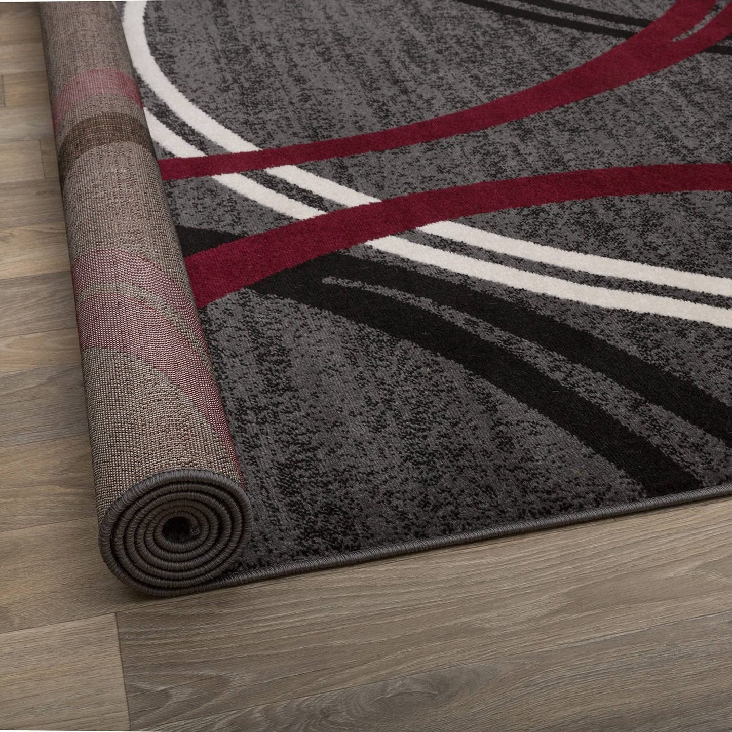 Rugshop Modern Wavy Circles Design Non-Shedding Area Rug, Carpet for Living Room, Dining Room, or Office,Grand Room,Open Spaces Red, 10' x 14'