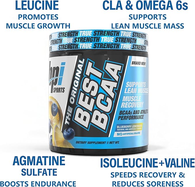 BPI Sports Best BCAA Powder - Muscle Recovery Support - Branched Chain Amino Acids | Building Blocks of Protein and Muscle - Post Workout Recovery ??Hydration - Blueberry Lemonade, 30 Servings