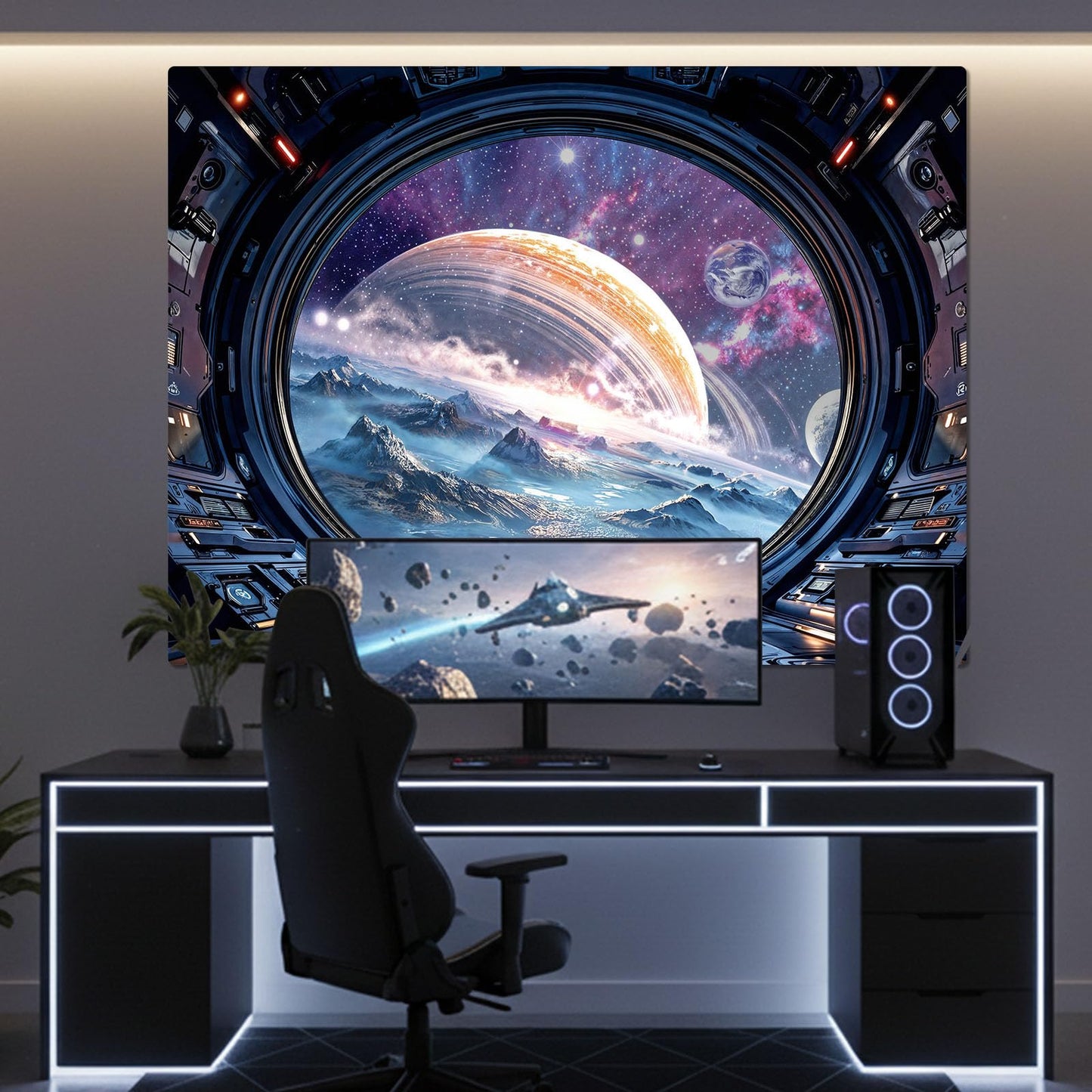 Lifeel Galaxy Tapestry, Planet Space Science Fiction Aesthetic Window Tapestries Decor for Game Room and Bedroom Living Room, 36x48 inches
